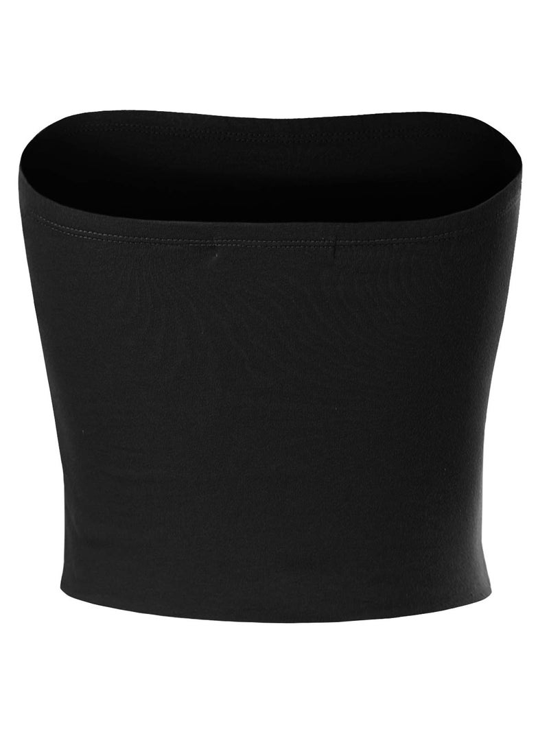 MixMatchy Women's Strapless Tube Tops Basic Bandeau Crop Sleeveless Backless Casual Sexy Going Out Tops Summer 2026 Black L - Image 3